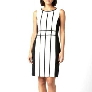 Calvin Klein Black White Colorblock Sheath Dress